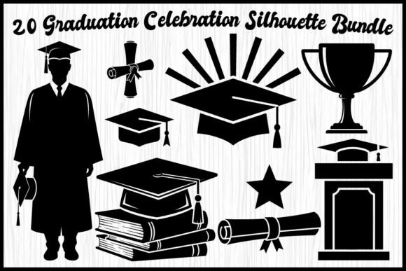20 Graduation Silhouette Graphics & Illustrations