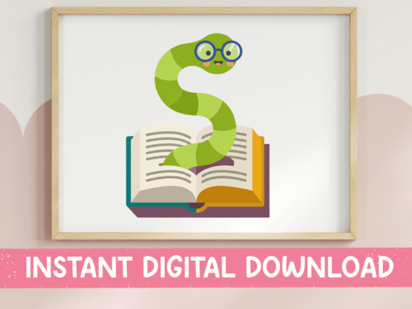 Cute Bookworm Caterpillar Graphics for T-Shirt Designs