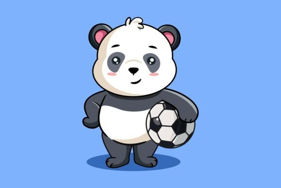 Cute Panda Soccer Ball Graphics & Illustrations