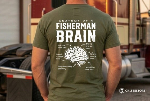 Fisherman Brain Graphics for T-Shirt Designs