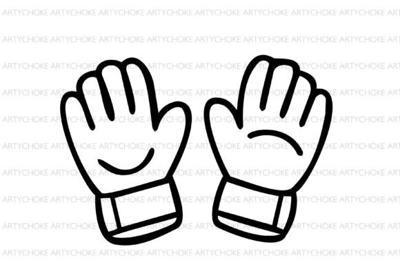 Football Gloves Doodle Clipart: Sports Graphics & Icons