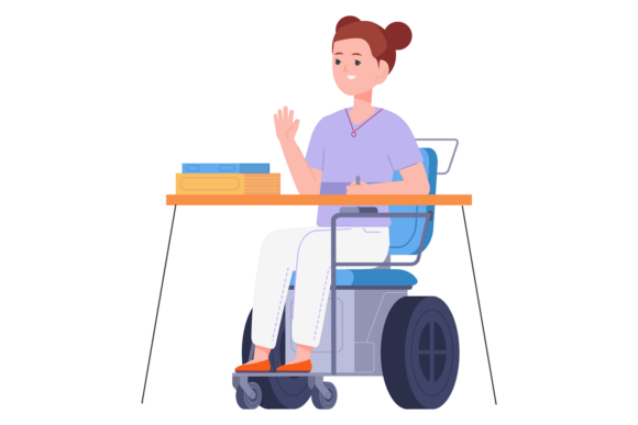 School Girl in Wheelchair Graphics & Illustrations