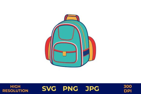 Teal Backpack Illustration: Vibrant Graphics