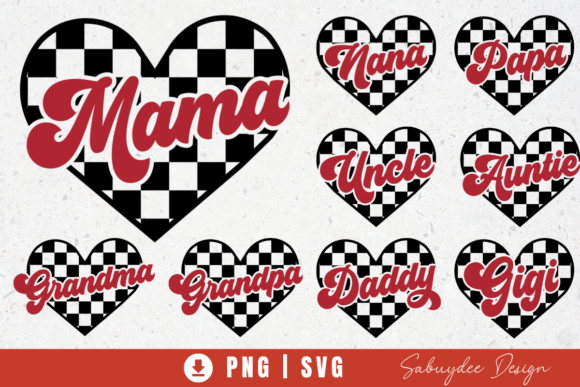 Valentine Heart Checkered Family Bundle Graphics & T-Shirt Designs